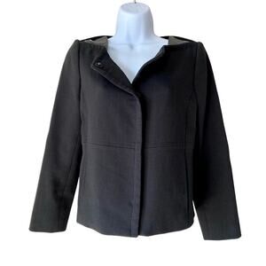 MILLY Jacket Blazer Black Lamb Leather Shoulder Snap Front Black Career 4